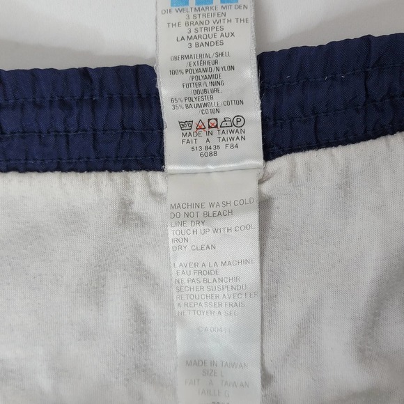 Vintage 90s Adidas Lined Men's Nylon Shorts Large Navy Trefoil Soccer Running - Picture 4 of 7